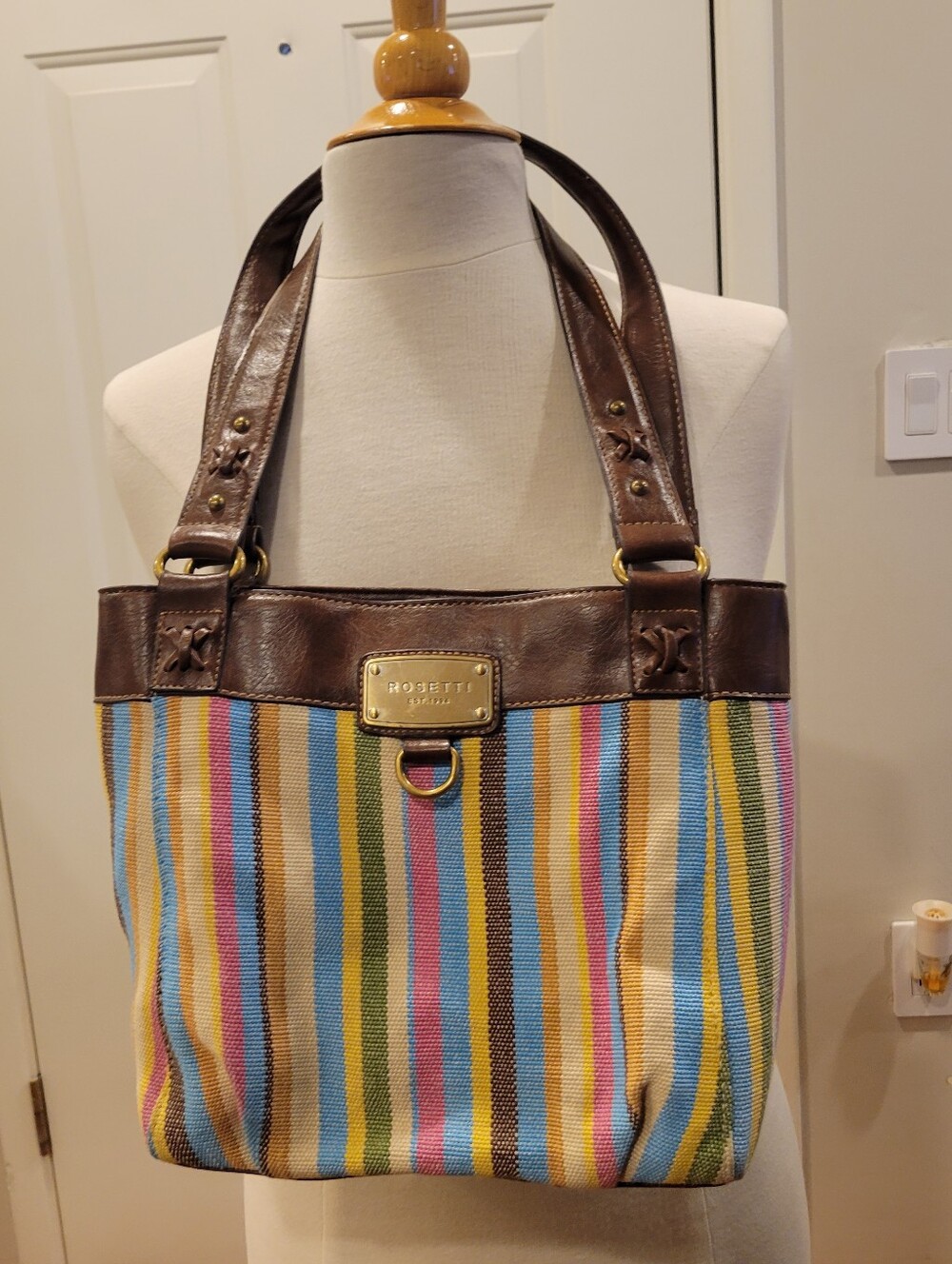 👜EUC~Rosetti Multicolor Stripe Canvas Purse